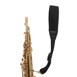 Premium Adjustable Leather Saxophone Neck Strap - Universal Fit for Soprano, Alto, and Tenor Saxophones (F - 45 black)