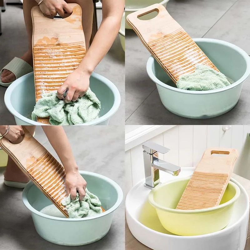 Wooden Washboard 1 Piece Manual Laundry Board Anti-Slip Laundry Cleaning Board for Cleaning Children's Clothes