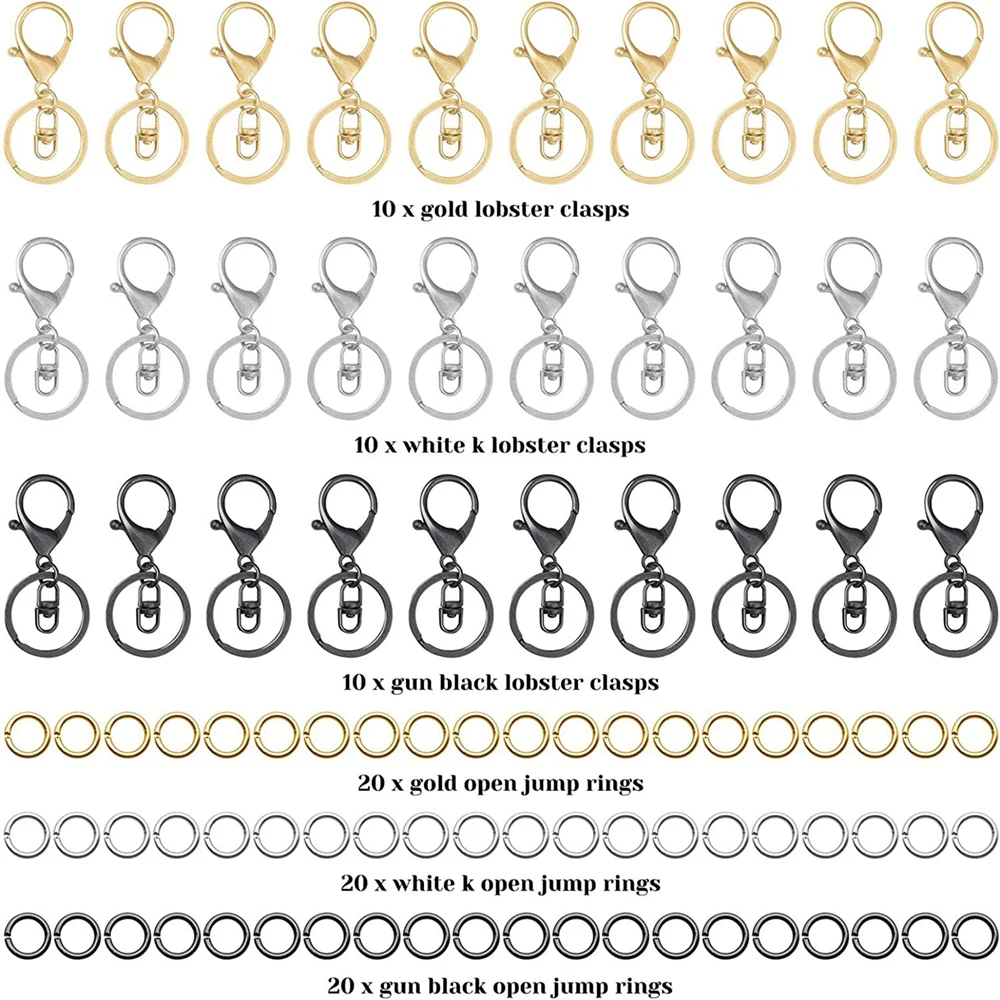 90Pcs Lobster Claw Clasps Keychain Metal Swivel Clasps Swivel Clasps With Flat Split Ring Swivel Trigger Clips Jewelry Making