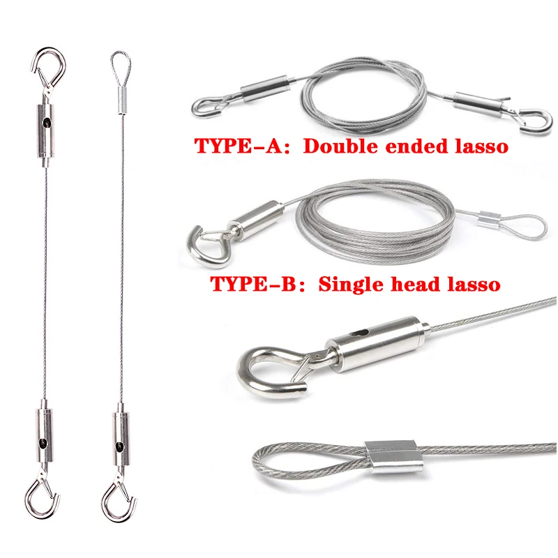 Wire rope hook Adjustable Automatic Wire Rope Spring Hook Clothesline Picture Hanging Solution System Suspension Code Stainless Steel Cable