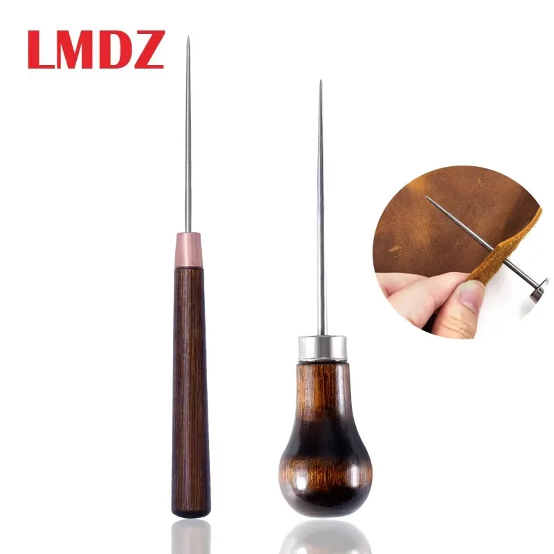 Wood Handle Awl Leather Punching Tools Leather Straight Awls Hole Puncher Drills Craft Awl Hand Stitching