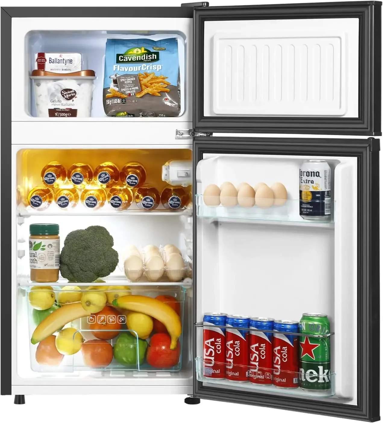 Freezer,3.2 Cu.Ft Compact Refrigerator,Mini Refrigerator With 2 Doors For Bedroom,Office,Kitchen,Apartment,Dorm(sliver) 2