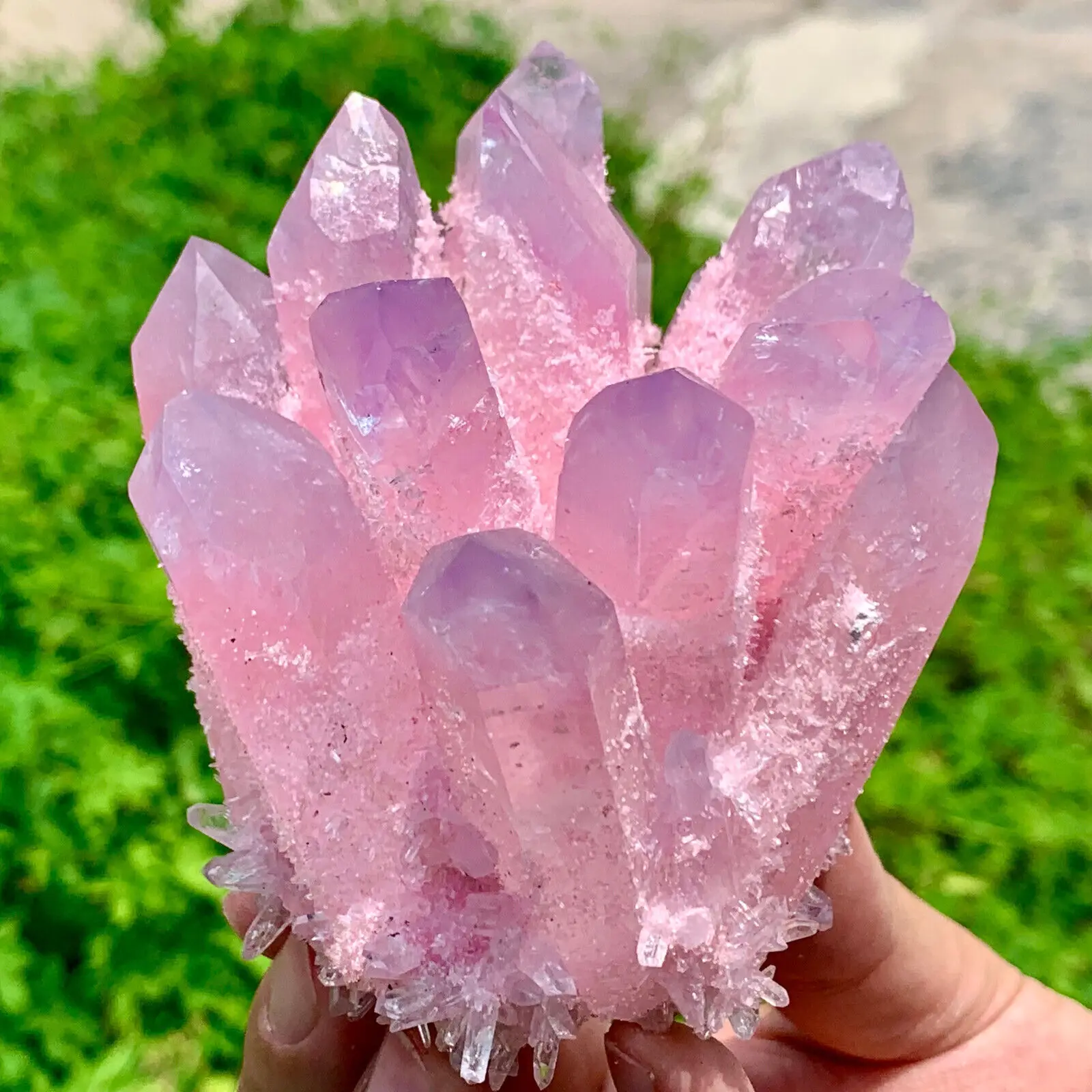 Natural Purple Pink Cluster Flower Energy Gem Reiki Healing Room Office Decoration Gift 5