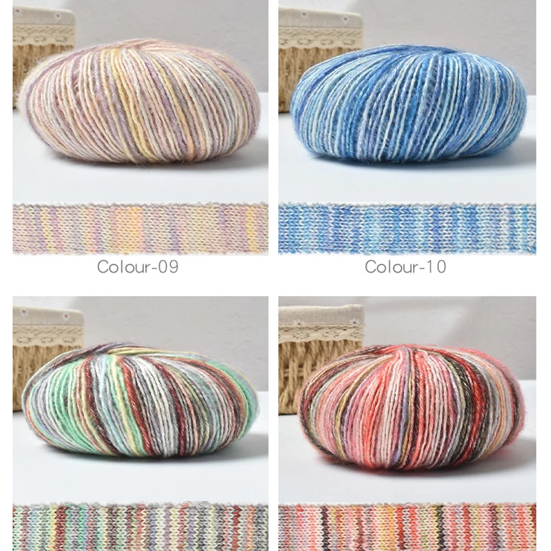 50g/roll Gradient Cake Yarn DIY Hand Knitted Wool Mohair Yarn Cotton Winter Soft Crochet Thread Clothing Hat Scarf