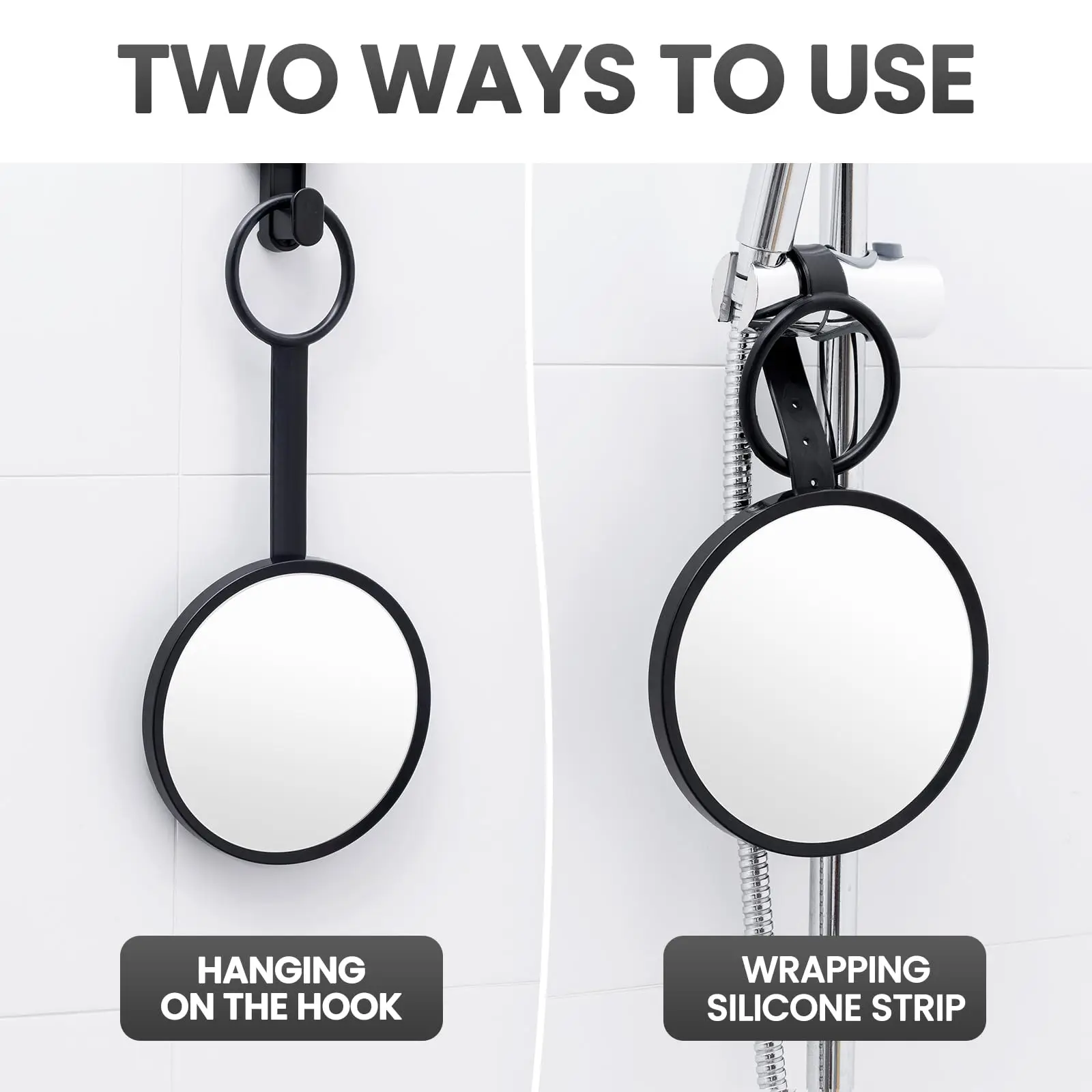 TAILI Shower Mirror Fogless for Shaving, Removable Anti Fog Wall Hanging Mirror for Travel Camping, Shower, Bathroom Mirror 3