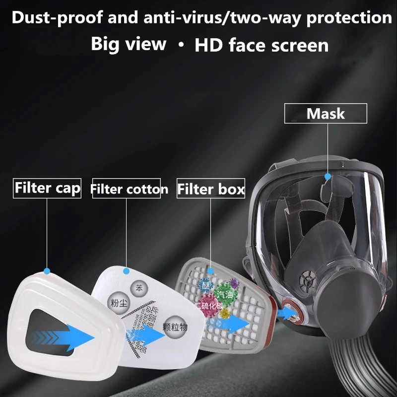 Gas Mask Face Respirator Gas Respirator Half Face Respirator Mask 6800 Anti-Fog Full Face Industrial Painting Spraying Safety Work Filter Formaldehyde Protection