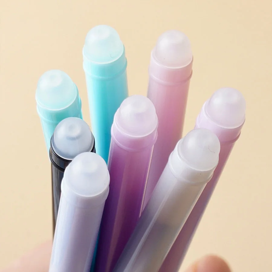 6pcs/set cat neutral erasable pen cute wagging tail cat hot erasable pen eraser student stationery 0.5mm Black blue ink pen