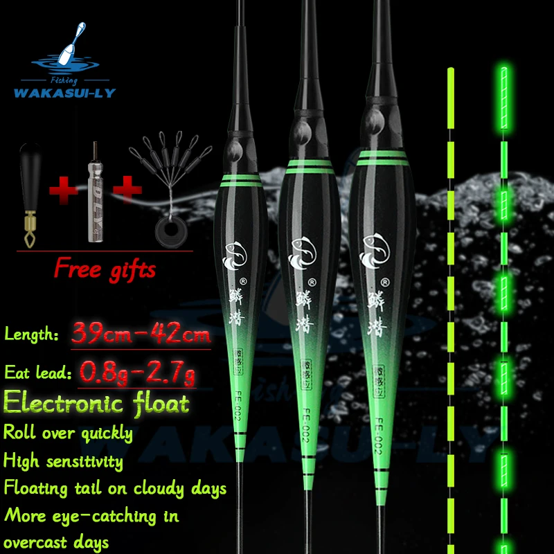 Juego De 3 Flotadores De Pesca LED Mineup - Sensor De Gravedad, Base De Metal, Para Pesca Nocturna (Carpa, Lucio, Perca)