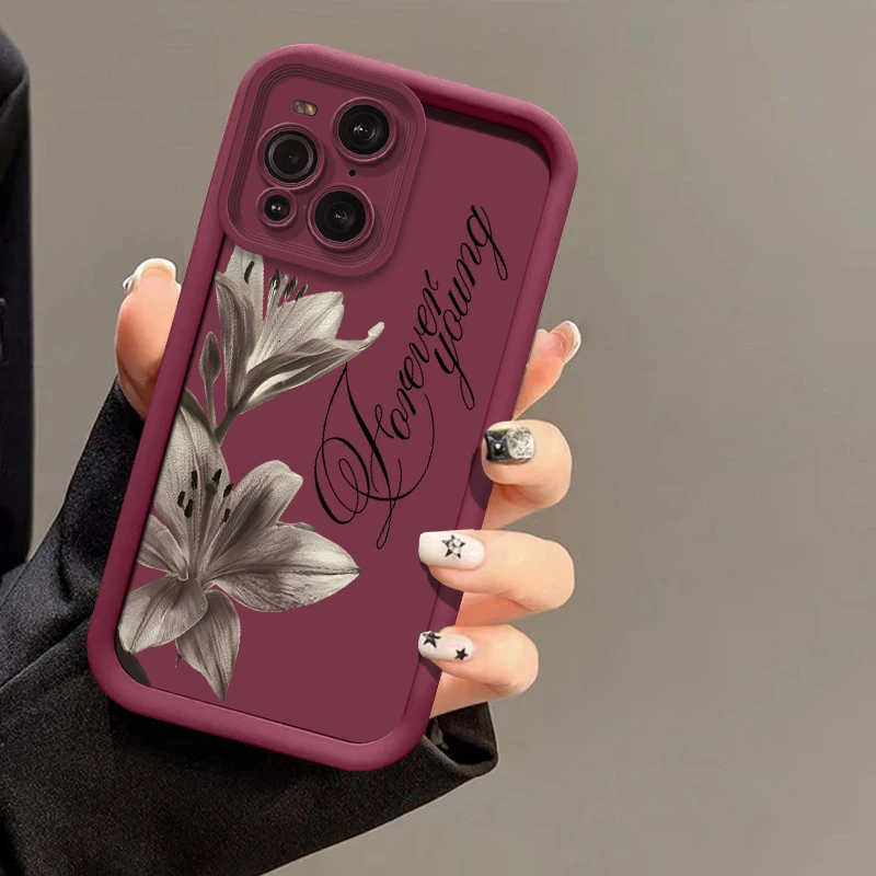 Soft Silicone Phone Case with Lily Flower Pattern - Shockproof Cover