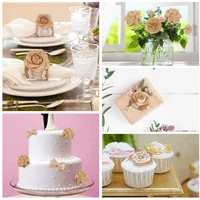 24Pcs in 1 Set Burlap Flower Vintage Handmade Linen Materials Flower Decoration for Wedding Christmas DIY 2