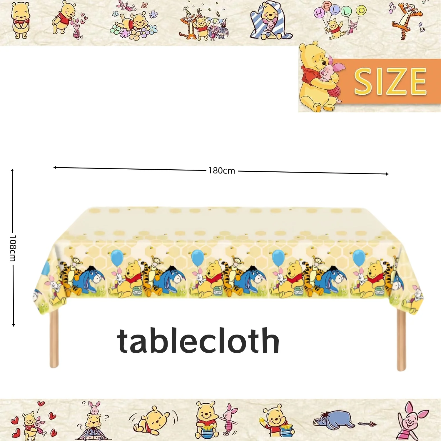 Disney Winnie the Pooh Tablecloth Disposable Tablecloth Birthday Party Supplies Party Supplies Birthday Tableware Set Baby Shower Kids Favor Party Decor