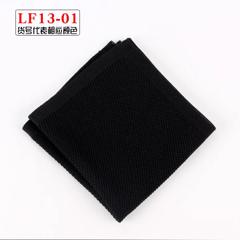 Knitting Wool Men's Solid Black Pocket Square Suit Formal Dress Accessories Small Scarf Towel Wedding Chest Handkerchief 25.5cm