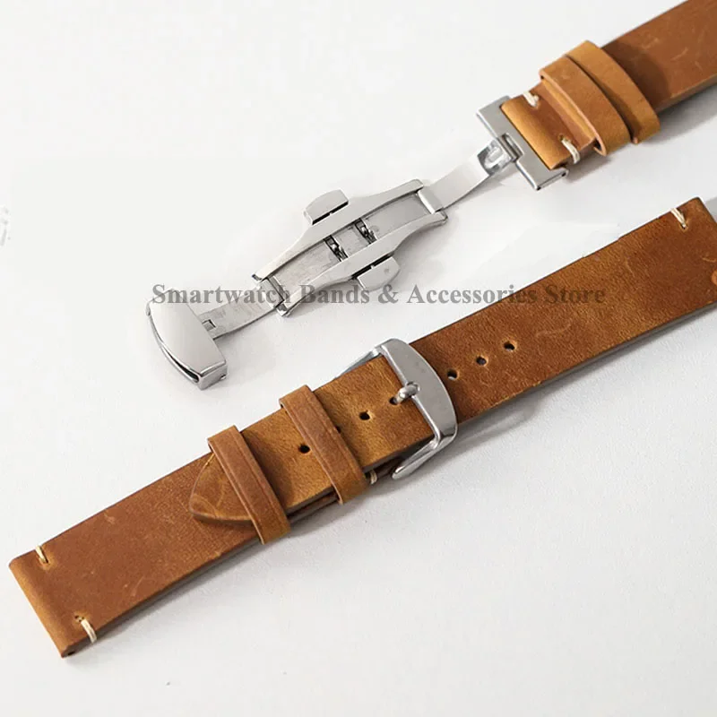Vintage Brown Calfskin Leather Quick Release Watch Strap Bracelet