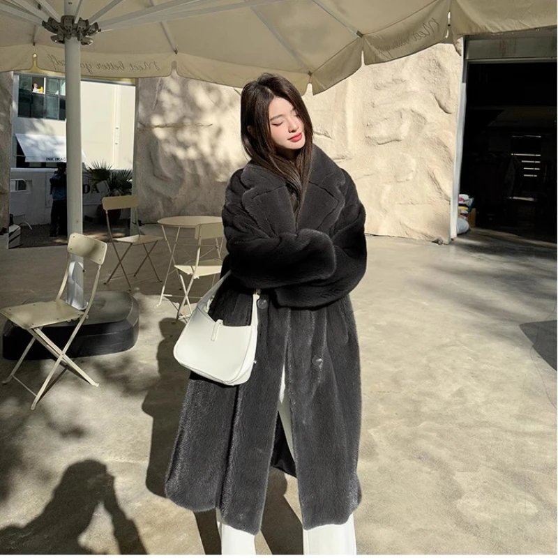 Autumn Winter Long Fur Coat Women Windbreak Fluffy Jacket Luxury Brand Thickened Warm Faux Fur Coat Plus Size Women's Clothing