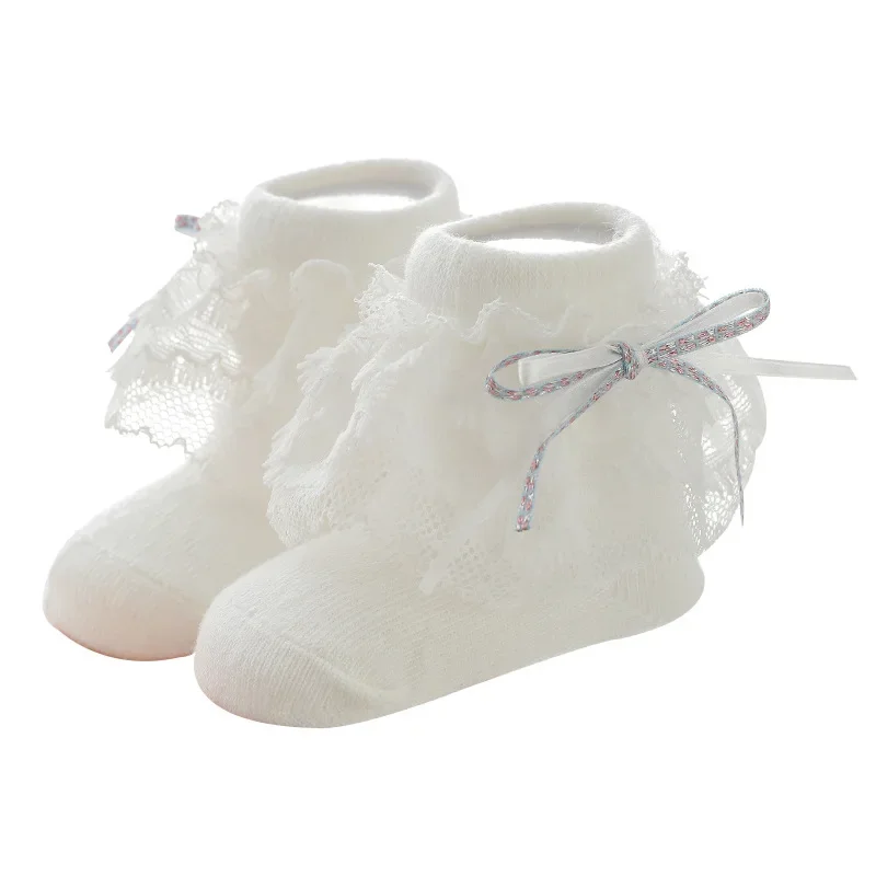 Spring/Summer Korean Fashion Lace Cute Lace Bow Baby Princess Wind Breathable Comfortable Cotton Solid Color Socks BR205
