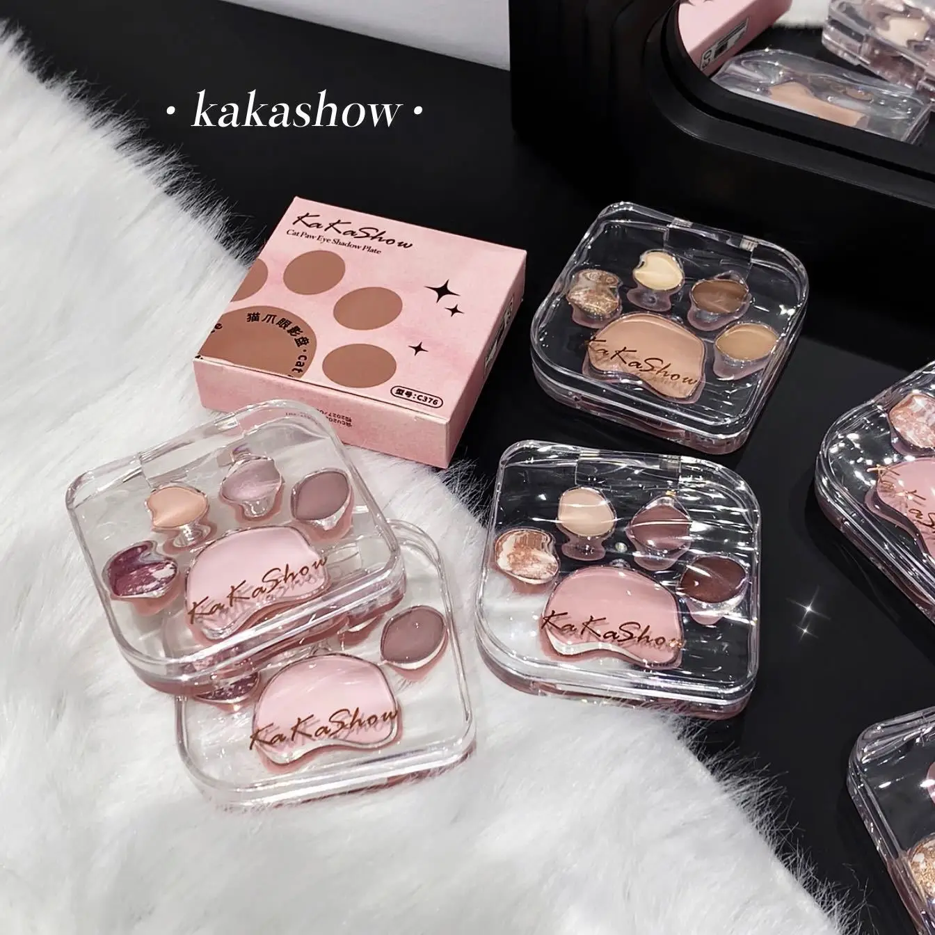Kakashow Cat Paw Eye Shadow Pearlescent Matte Fine Korean Color Powder Blusher All-In-One Plate Novice