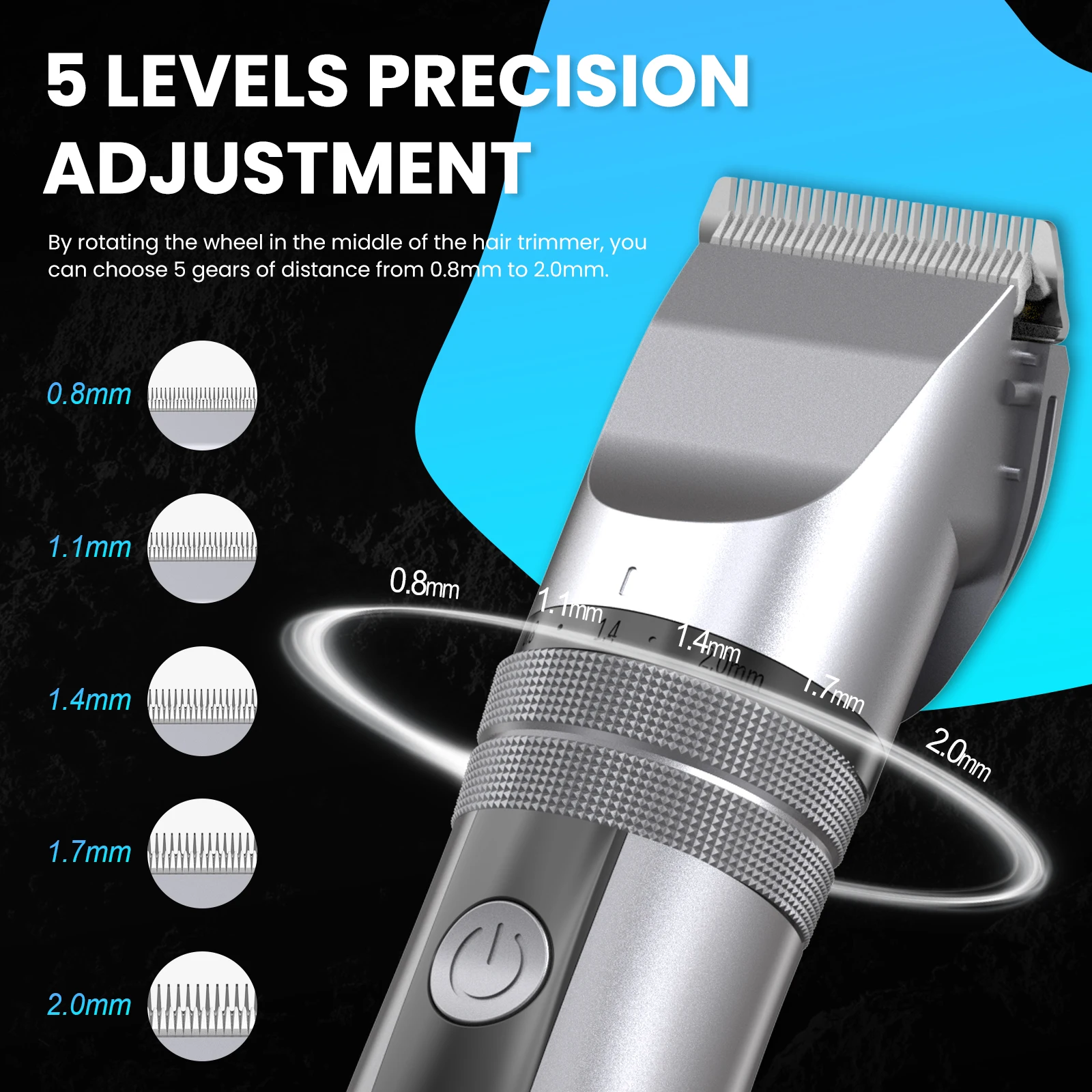 Men's Hair Clippers Professional Kit 5-gear Adjustable Hair Electric Trimmers For Men Adults Kids Cordless Hair Cutting Machine 4