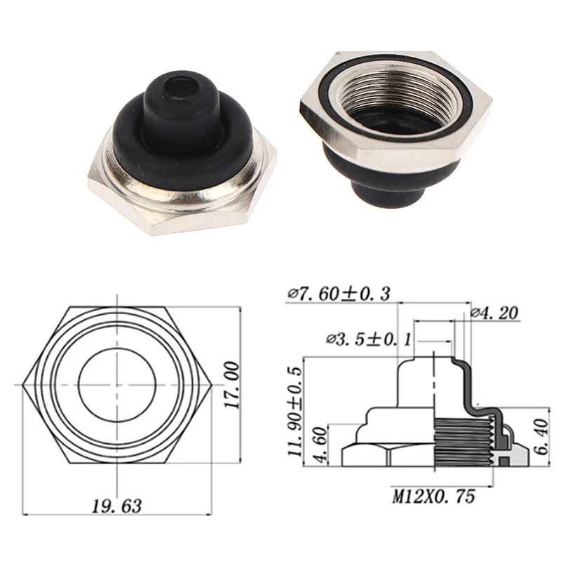 5Pcs New Product M12 * 0.75 12MM Toggle Switch Waterproof Cap With Hexagonal Metal Edge Accessories