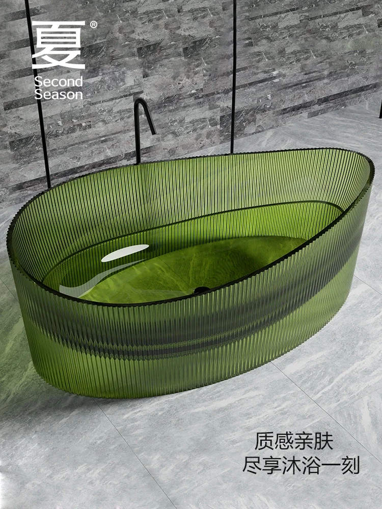 Summer transparent resin home bathtub Freestanding Hotel Guest house large capacity color shaped bathtub 2