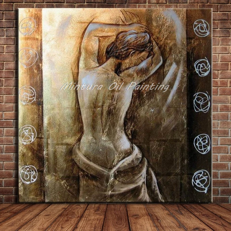 

Mintura Art Modern Abstract Nude Paintings On Canvas,Hand-Painted Nude Woman Oil Painting For Wall Decoration Unframe Pintures