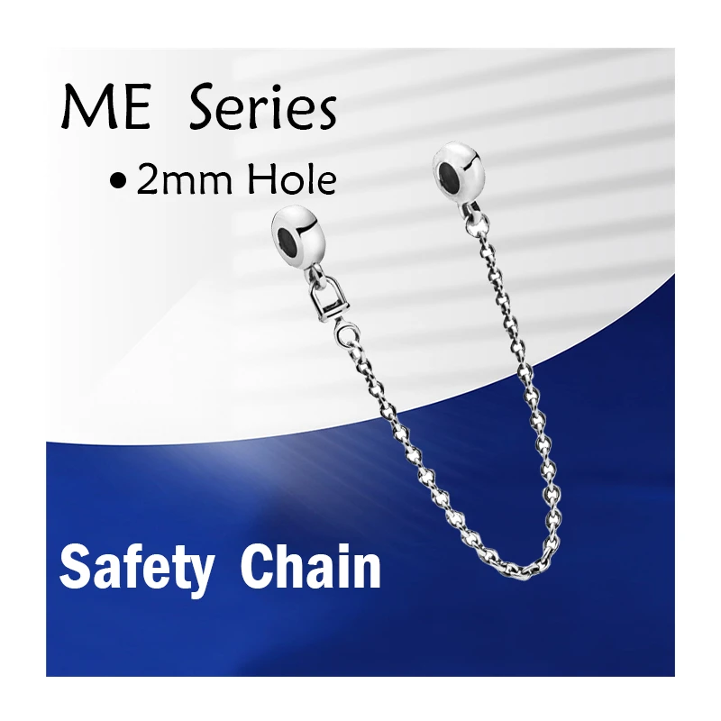 

925 Sterling Silver ME Safety Chain Charms Beads For Snake Bracelets Bangles Women DIY Jewelry Making Hole 2 MM Accessories Gift