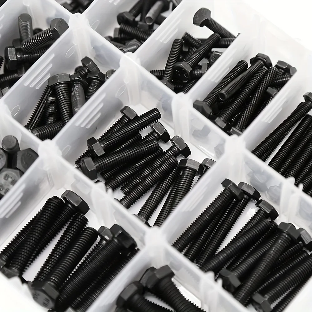 163 Set M4 M5 M6 Heavy Duty Bolts and Nuts Assortment Kit Alloy Steel Grade 8.8 Includes 13 Most Common Sizes