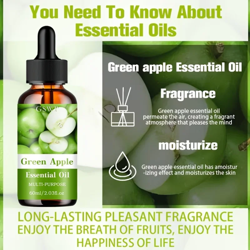 Green Apple Essential Oil - Deep Hydration & Lift for Hair, Face, and Nails