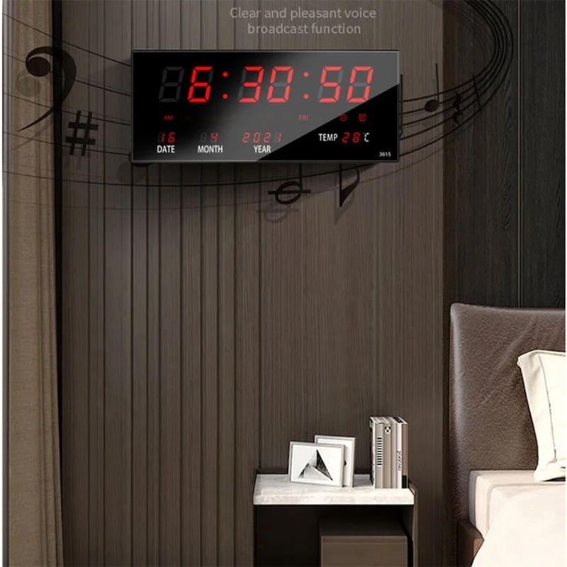 LED Perpetual Calendar Electronic Clock Digital Wall Clock Alarm Hourly Chiming Temperature Table Clocks Home Office