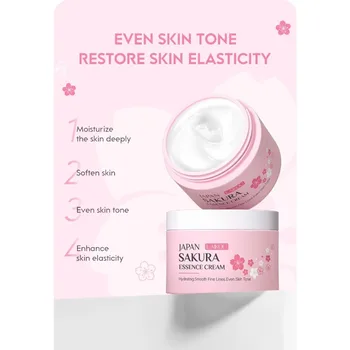 LAIKOU Japan Sakura Cream Cherry Blossom Facial Cream Moisturizing Anti Wrinkle Firming Anti Aging Brighten Korean Skin Care - Thumbnail 5