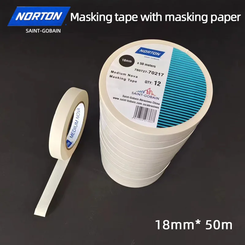 정통 Saint-Gobain NORTON 18MM * 50M 크래프트 종이 마스킹 테이프는 산업용 고점도를 보호합니다.