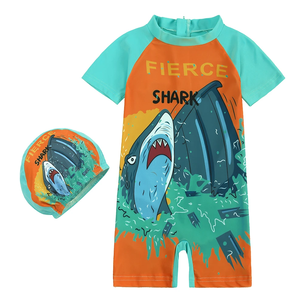 Kids Baby Swimwear 2Pcs Cap + Bodysuit Toddler Swimming Bathing Wetsuit For Children Boys Girls kids swimsuits