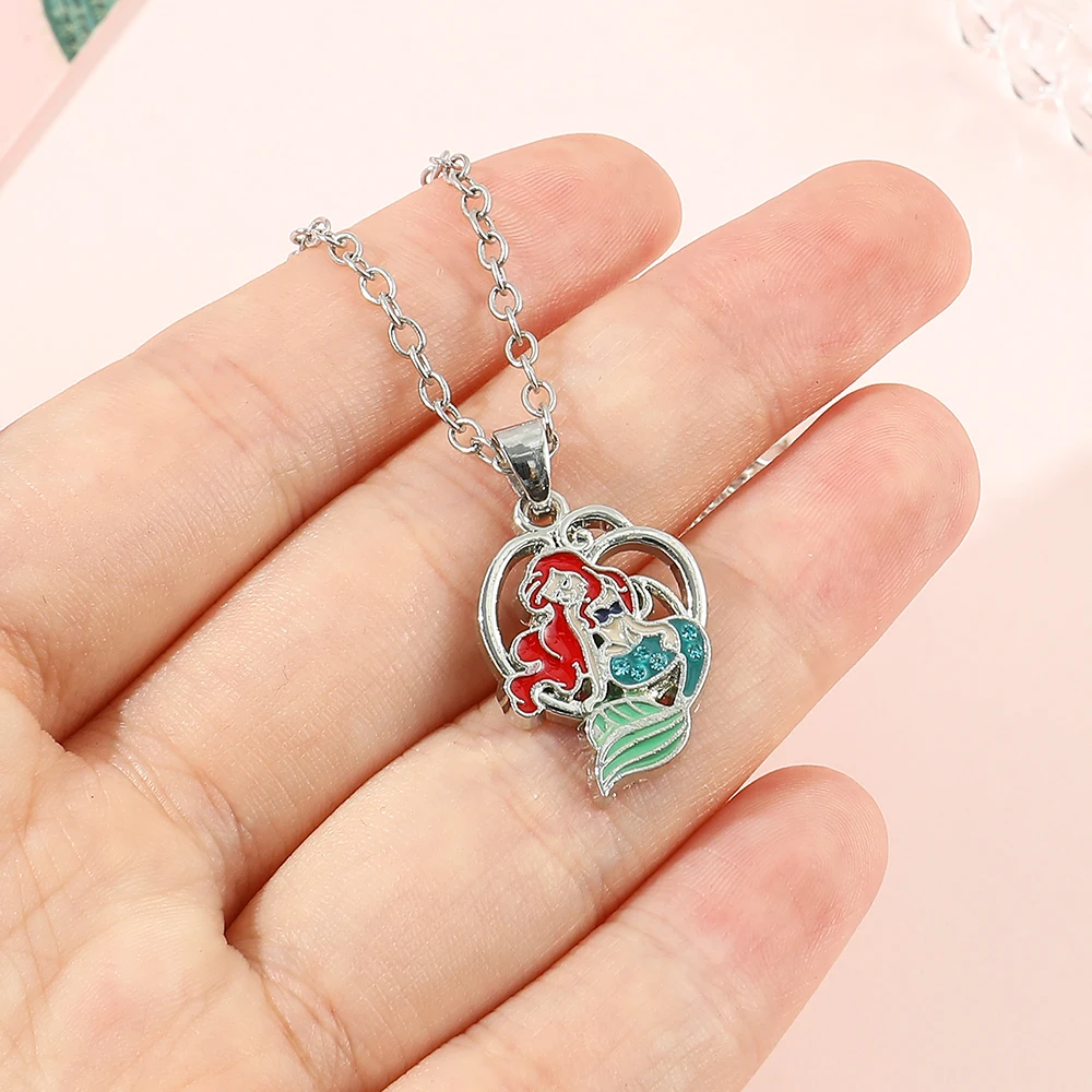 Disney Ariel The Little Mermaid Silver925 necklace Pendant gift BOX PINK  GOLD