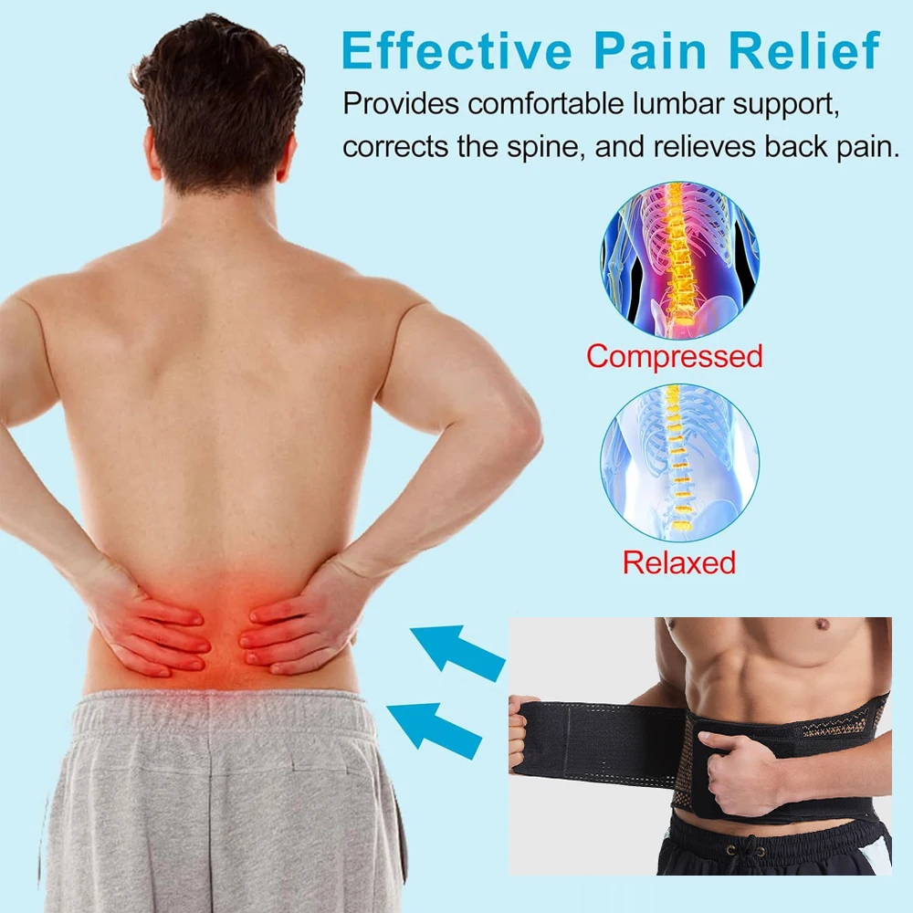 1PCS Copper-Infused Back Brace for Sciatica-Adjustable Lumbar Support Belt for Men Women -Lightweight&Breathable Work,Home