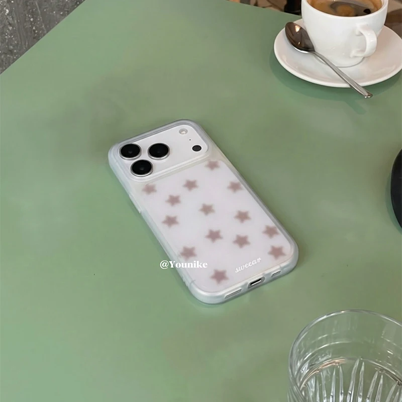 Korean Ins Coffee Color Stars Frosted Shockproof Silicone Phone Case