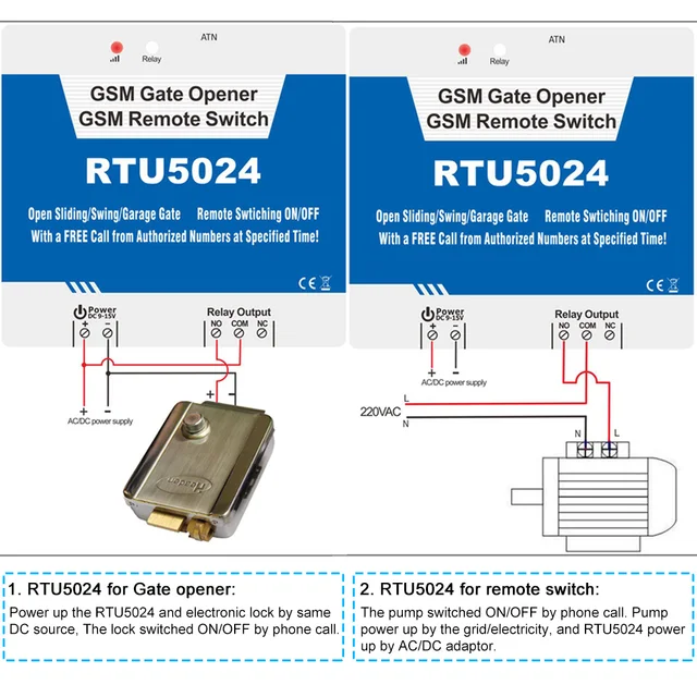 Gate Opener Kit GSM Door Gate Opener Remote On/Off Switch Free Call SMS Command Support 850/900/1800/1900MHz 6
