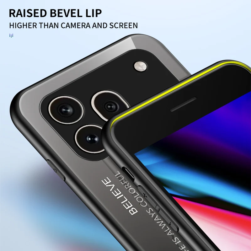 Premium Gradation Tempered Glass Protective Case with Hard Back Bumper