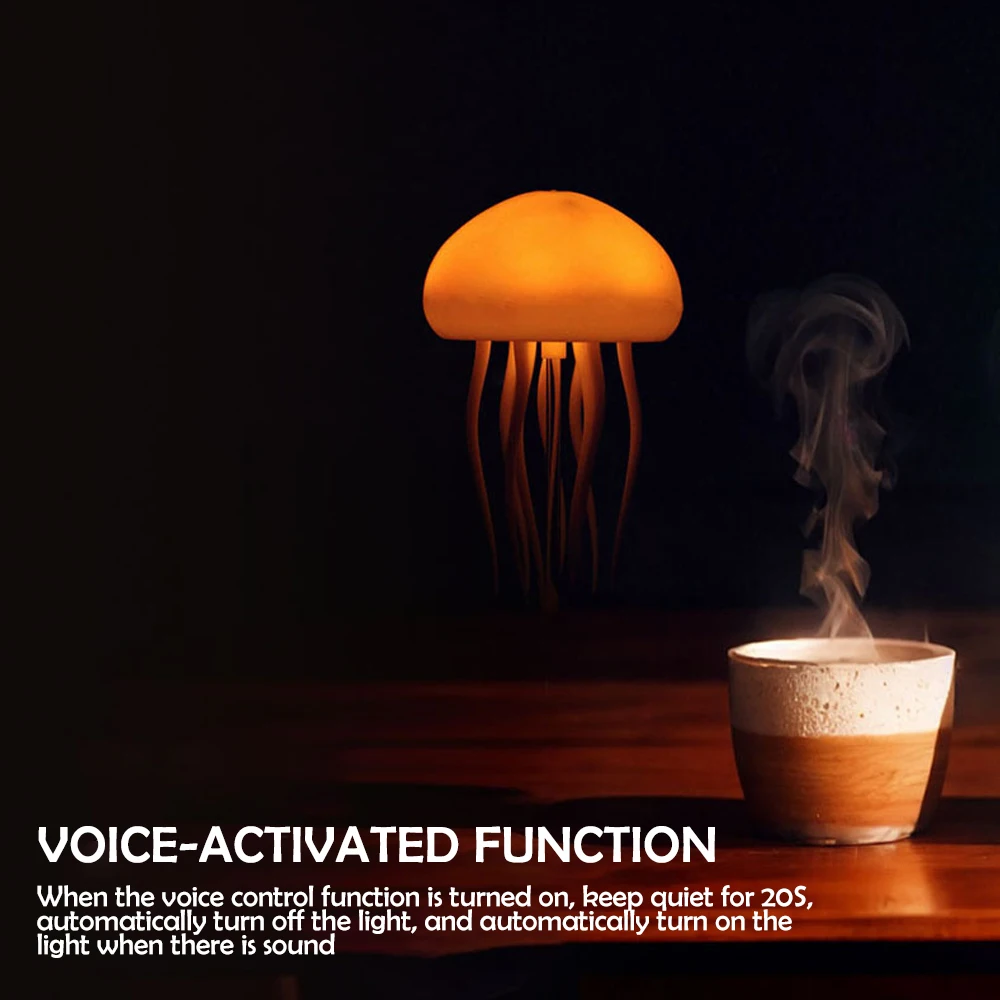 RGB Cartoon Jellyfish Night Lights Voice Control Jellyfish LED Bedside Lamp USB Gradient Colorful Kid Bedroom Ambient Night Lamp 4