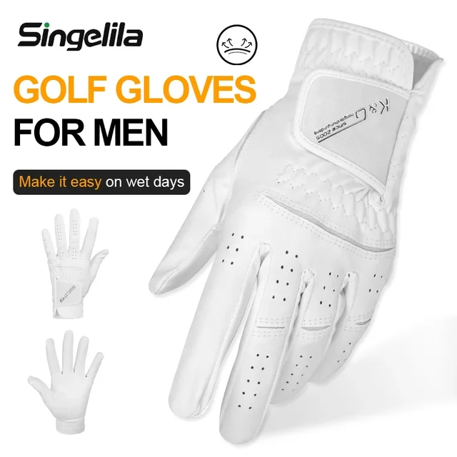 High Quality Golf Gloves Men's Gloves Left Hand Soft White Dark Grey Swing Training Granules Breathable Namib Gloves Non-slip 1