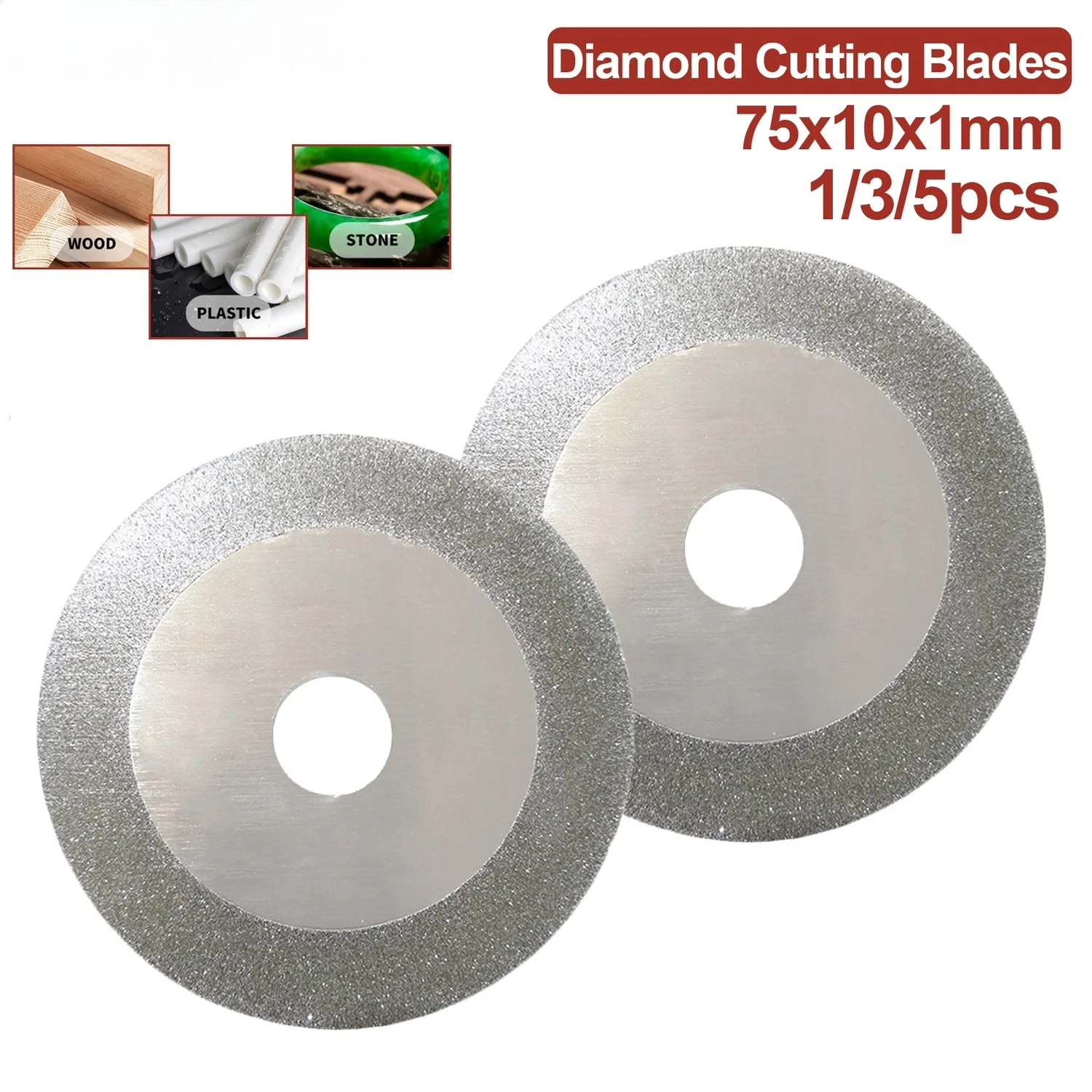 1/3/5개 75mm 다이아몬드 절단 디스크 3인치 다이아몬드 코팅 플랫 랩 휠 (유리, 세라믹 타일, 옥 절단용, 미세 입자 절단 공구)
