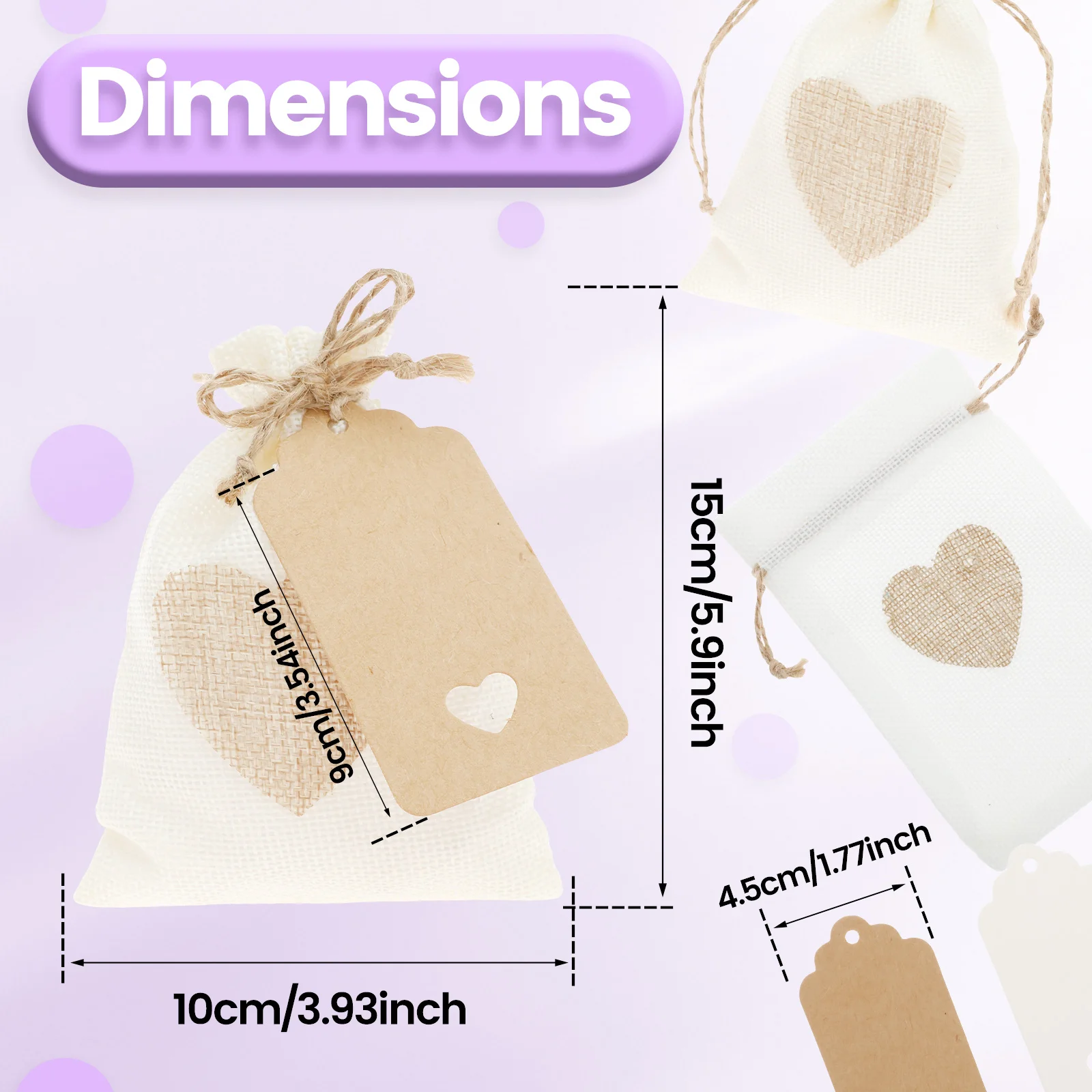 30PCS Burlap Gift Bags with Drawstring and Gift Tags 4x6 Inch Gift Burlap Linen Sacks Bag for Wedding Favors Party, Jewelry Bag