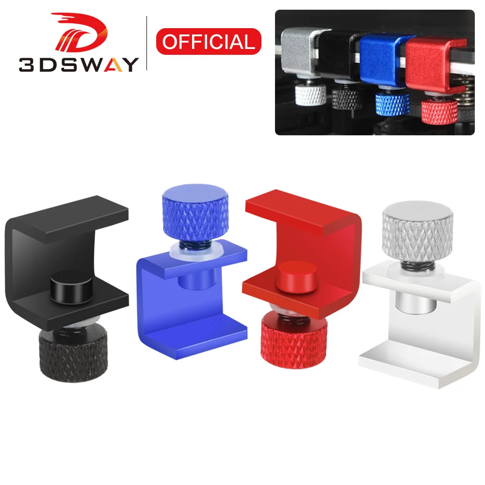 3DSWAY 3D 프린터 알루미늄 조절식 침대 클립 엔더, 3D 프린터 빌드 플랫폼 유리 리테이너용 가열 침대 클램프 3 개, 4 개, 8 개 