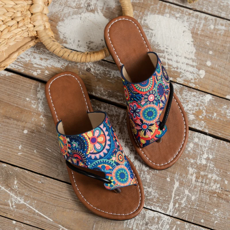 Women Flip Flops Bohemian Flat Shoes for Women Summer Fashion Clip Toe Gladiator Slippers Female Plus Size Soft Beach