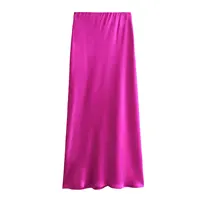 2024 New Women's European And American Style Fashion Silk Satin Texture High Waist Skirt Street Style Elegant Mid-length Skirt - Image 2