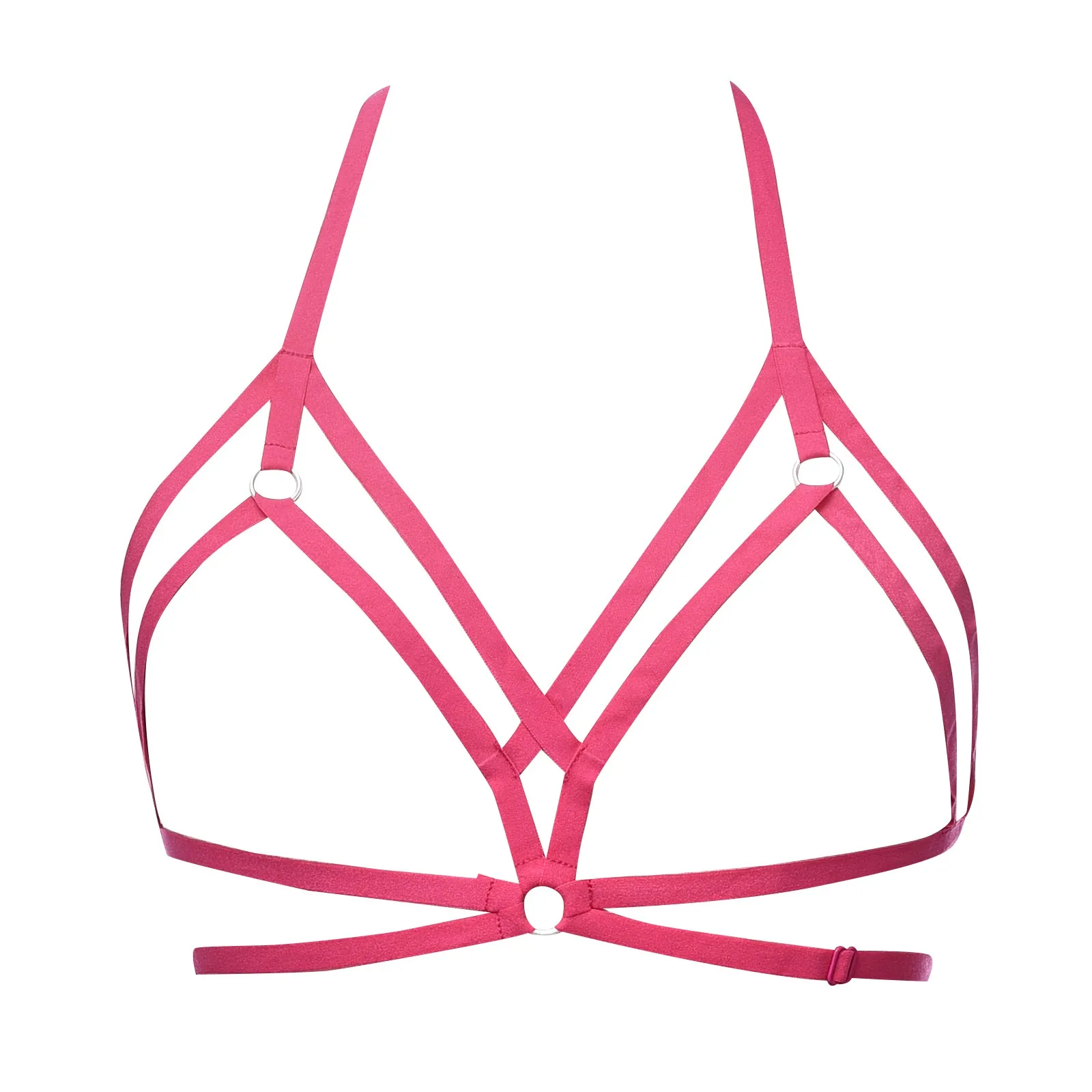 Sexy Bandage Lingerie Hollow Harness Lingerie Bustier Elastic Cupless Bras Hollow Out Elastic Strap Harness Bra For Women