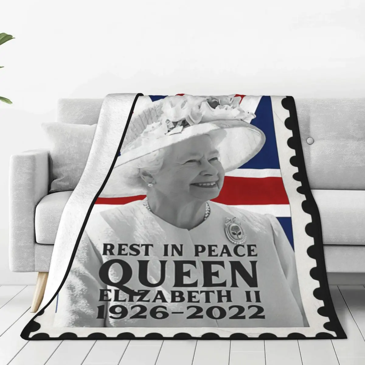 

Queen Elizabeth II Blanket Flannel Vintage Warm Soft Throw Blanket for Bed Sofa Couch Quilt Bedding Bedroom Decor Souvenir Gifts