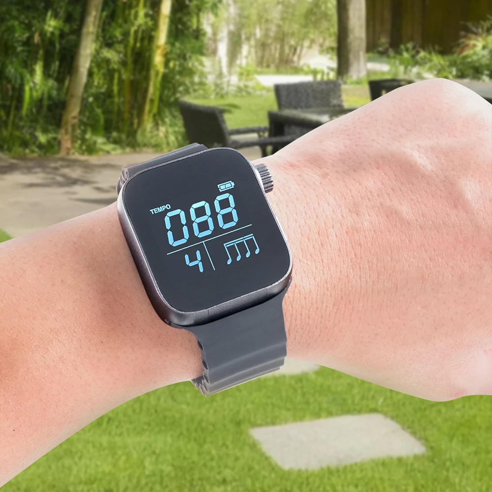 Wearable Vibrating Metronome Adjustable Strap Beat Counting Watch for Guitar Piano Drum and All Instruments