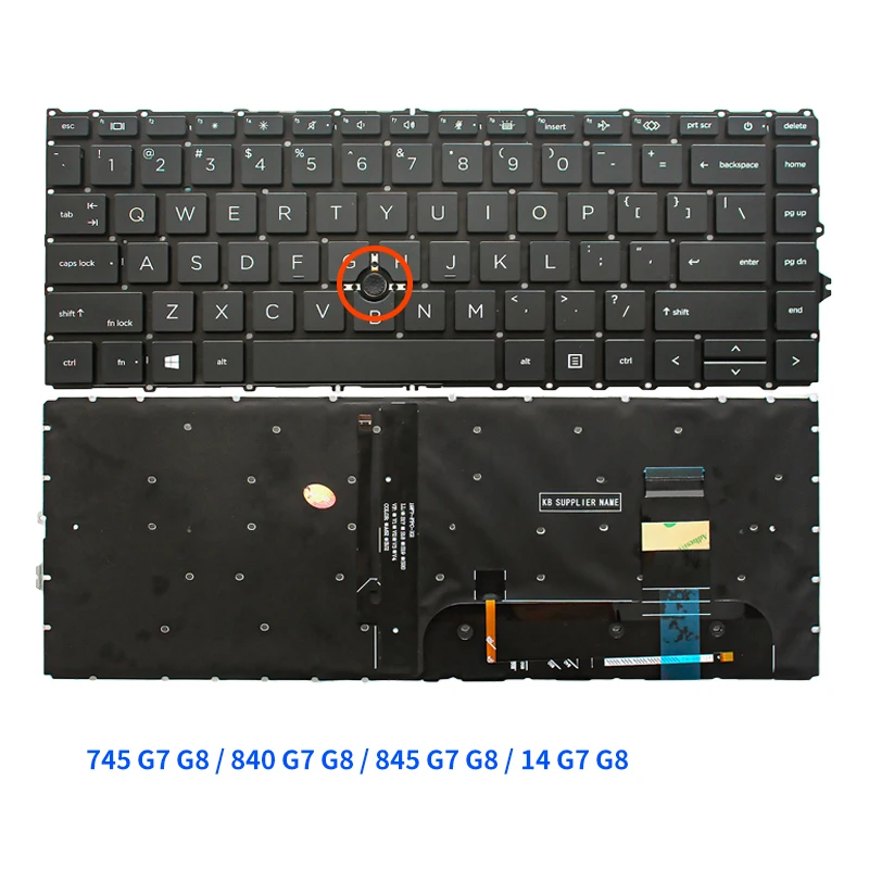 Laptop replacement keyboard for HP 745 845 840 G7 G8 with backlight
