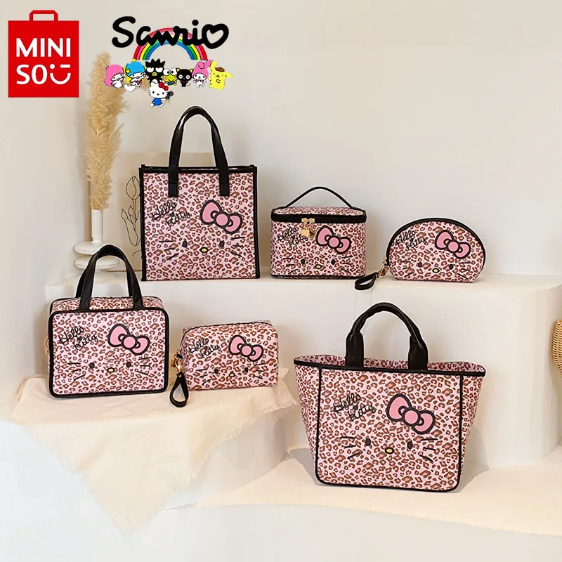 Miniso Hello Kitty New Women's Handbag Fashionable High Quality Wash Bag Cartoon Large Capacity Multi Functional Storage Bag