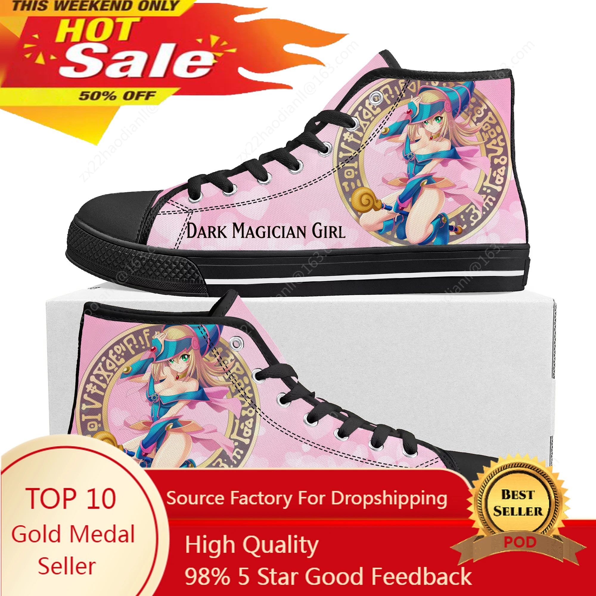 

Yu-Gi-Oh Yami Mutou Dark Magician Girl High Top Sneakers Mens Womens Teenager Canvas Sneaker Casual Couple Shoes Custom Shoe