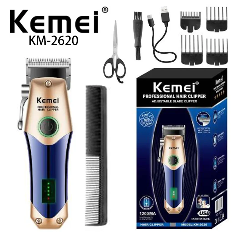 

Kemei KM-2620 Long Life Usb Fast Charging Electric Professional Cordless Hair Clipper